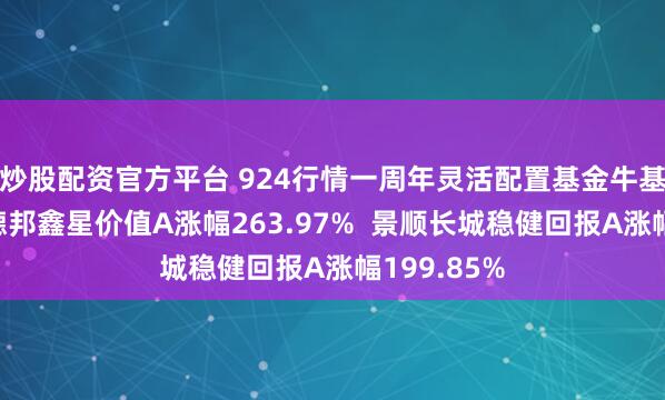 炒股配资官方平台 924行情一周年灵活配置基金牛基排行榜：德邦鑫星价值A涨幅263.97%  景顺长城稳健回报A涨幅199.85%