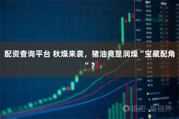 配资查询平台 秋燥来袭，猪油竟是润燥“宝藏配角”？